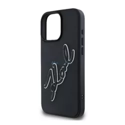   HUSĂ! - KARL LAGERFELD 3D RUBBER BICOLOR SIGNATURE silicon protector de telefon (rezistent la șocuri, 3D) BLACK Apple iPhone 16 Pro