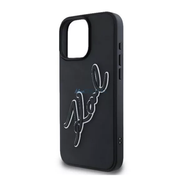 HUSĂ! - KARL LAGERFELD 3D RUBBER BICOLOR SIGNATURE silicon protector de telefon (rezistent la șocuri, 3D) BLACK Apple iPhone 16 Pro