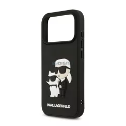   HUSĂ! - KARL LAGERFELD 3D RUBBER KARL AND CHOUPETTE Silicon Phone Protector (rezistent la șocuri, 3D) BLACK Apple iPhone 17 Pro