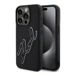   HUSĂ! - KARL LAGERFELD 3D RUBBER SIGNATURE Silicone Screen Protector (rezistent la șocuri, 3D) BLACK Apple iPhone 15 Pro