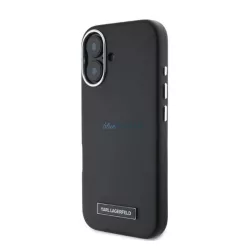   HUSĂ! - KARL LAGERFELD FW METAL PLATE MAGSAFE silicon telefon protector (rezistent la șocuri, ECO piele efect spate, MagSafe) BLACK Apple iPhone 16