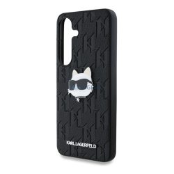   HUSĂ! - KARL LAGERFELD LEATHER MONOGRAM PIN LOGO CHOUPETTE HEAD silicon protector de telefon (rezistent la șocuri, piele efect spate) BLACK Samsung Galaxy S25 (SM-S931)