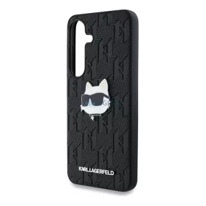 HUSĂ! - KARL LAGERFELD LEATHER MONOGRAM PIN LOGO CHOUPETTE HEAD silicon protector de telefon (rezistent la șocuri, piele efect spate) BLACK Samsung Galaxy S25 (SM-S931)