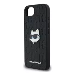   HUSĂ! - KARL LAGERFELD MONOGRAM CHOUPETTE HEAD PIN silicon protector de telefon (rezistent la șocuri, piele efect spate, MagSafe) BLACK Apple iPhone 16e