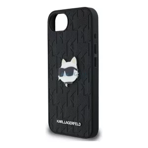 HUSĂ! - KARL LAGERFELD MONOGRAM CHOUPETTE HEAD PIN silicon protector de telefon (rezistent la șocuri, piele efect spate, MagSafe) BLACK Apple iPhone 16e