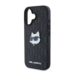   HUSĂ! - KARL LAGERFELD MONOGRAM CHOUPETTE HEAD PIN silicon protector de telefon (rezistent la șocuri, piele efect spate, MagSafe) BLACK Apple iPhone 16