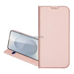 HUSĂ! - DUX DUCIS SKIN PRO carcasă în picioare, efect de piele (FLIP, deschidere laterală, buzunar pentru carduri, suport desktop) RED Samsung Galaxy A17 5G (SM-A176)