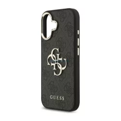   HUSĂ! - GUESS 4G BIG CLASSIC LOGO silicon protector de telefon (rezistent la șocuri, efect de piele spate) BLACK/GOLD Apple iPhone 17