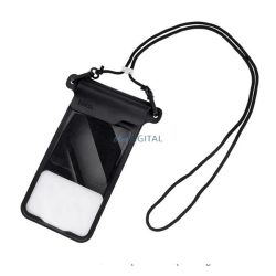   HUSĂ! - HOCO BAG31 geantă impermeabilă/rezistentă la apă, AQUA (universal, IPX8, cârlig pentru gât, velcro, dimensiune 7.2") NEGRU