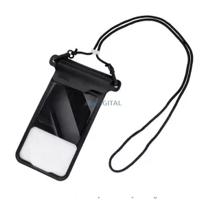 HUSĂ! - HOCO BAG31 geantă impermeabilă/rezistentă la apă, AQUA (universal, IPX8, cârlig pentru gât, velcro, dimensiune 7.2") NEGRU