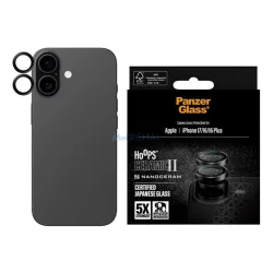   PANZERGLASS HOOPS CERAMIC II sticlă de protecție a camerei foto (9H + cadru) NEGRU Apple iPhone 17, iPhone 16 Plus, iPhone 16