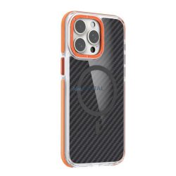   HUSĂ! - Silicon protector de telefon (rezistent la șocuri, călcâi cu pernă de aer, model de carbon, wireless, MagSafe) NARANSSÁRGA Samsung Galaxy A17 5G (SM-A176)