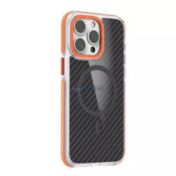   HUSĂ! - Silicon protector de telefon (rezistent la șocuri, călcâi cu pernă de aer, model de carbon, wireless, MagSafe) NARANSSÁRGA Apple iPhone 16 Pro