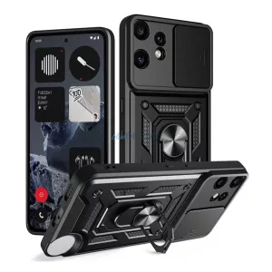 HUSĂ! - Protector de telefon din silicon Defender (rezistent la șocuri, inel de fixare, protector de cameră) BLACK Nimic CMF Phone 2 Pro