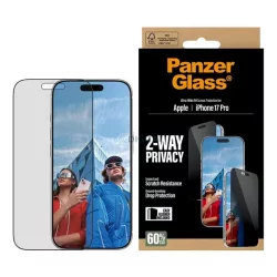   PANZERGLASS 2-WAY PRIVACY ULTRA-WIDE EASYALIGNER ecran protector de sticlă (anti-orbire, rezistent la zgârieturi + sticlă călită) BLACK Apple iPhone 17 Pro
