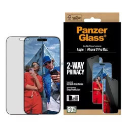  PANZERGLASS 2-WAY PRIVACY ULTRA-WIDE EASYALIGNER ecran protector de sticlă (anti-orbire, rezistent la zgârieturi + sticlă călită) BLACK Apple iPhone 17 Pro Max
