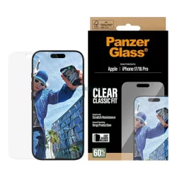   PANZERGLASS CLASSIC FIT EASYALIGNER ecran protector de sticlă (strat oleofobic + cadru de sprijin) pentru Apple iPhone 16 Pro, iPhone 17