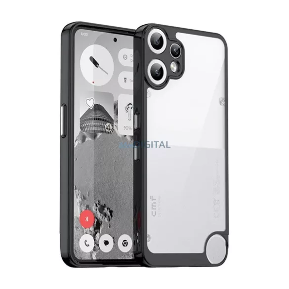 HUSĂ! - Silicon protector de telefon (rezistent la șocuri, spate transparent) BLACK Nimic CMF Phone 2 Pro