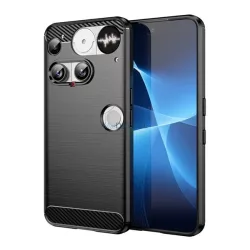   HUSĂ! - Silicon protector de telefon (rezistent la impact, călcâi pernă de aer, periat, model de carbon) BLACK Nothing Phone (3)