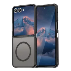   HUSĂ! - Silicon protector de telefon (rezistent la șocuri, mat, spate din plastic, protecție cameră, MagSafe) BLACK Samsung Galaxy Z Flip7 (SM-F766)
