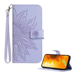  HUSĂ! - Husă permanentă cu efect de piele (FLIP, deschidere laterală, suport pentru birou, suport pentru carduri bancare + curea de încheietură, model floarea soarelui) LIGHT LILY T Phone 3 5G