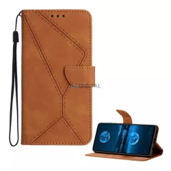   HUSĂ! - Carcasă permanentă, efect piele (FLIP, deschidere laterală, suport birou, suport card bancar, model cusături + curea de încheietură) BARNA T Phone 3 5G