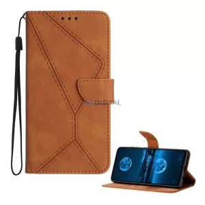 HUSĂ! - Carcasă permanentă, efect piele (FLIP, deschidere laterală, suport birou, suport card bancar, model cusături + curea de încheietură) BARNA T Phone 3 5G