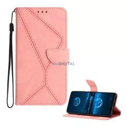   HUSĂ! - Carcasă permanentă, efect piele (FLIP, deschidere laterală, suport birou, suport card bancar, model cusături + curea de încheietură) ROSSASSIC T Phone 3 5G