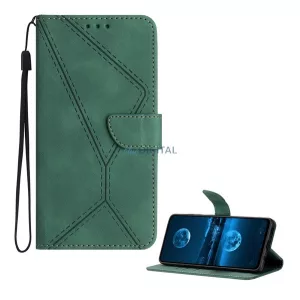 HUSĂ! - Carcasă permanentă, efect piele (FLIP, deschidere laterală, suport birou, suport card bancar, model cusătură + curea încheietura mâinii) FOLDING T Phone 3 5G