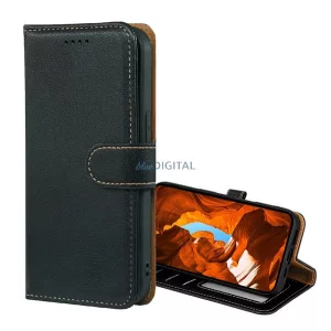 HUSĂ! - Husă permanentă, efect piele (FLIP, deschidere laterală, desktop, RFID, cataramă magnetică, premium) BLACK T Phone 3 5G