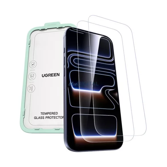 UGREEN SP1144 Ecran de protecție din sticlă 2pcs (2.5D, 0.33mm, 9H + Frame) pentru Apple iPhone 17 Pro