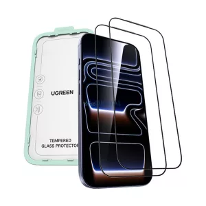 UGREEN SP1147 ecran protector de sticlă 2pcs (2.5D, 0.33mm, 9H + cadru) BLACK Apple iPhone 17 Pro Max
