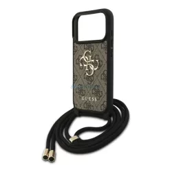   HUSĂ! - GUESS 4G BIG LOGO CORD STAP CROSSBODY plastic protector de telefon (rezistent la șocuri, efect de piele spate + curea de umăr) BARNA Apple iPhone 17 Pro