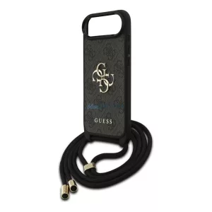 HUSĂ! - GUESS 4G BIG LOGO CORD STAP CROSSBODY plastic protector de telefon (rezistent la șocuri, efect de piele spate + curea de umăr) BLACK Apple iPhone Air