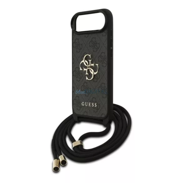 HUSĂ! - GUESS 4G BIG LOGO CORD STAP CROSSBODY plastic protector de telefon (rezistent la șocuri, efect de piele spate + curea de umăr) BLACK Apple iPhone Air