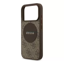  HUSĂ! - GUESS 4G CIRCLE CLASSIC LOGO silicon telefon protector (rezistent la șocuri, spate textil, MagSafe) CUTTING PEEL Apple iPhone 17 Pro
