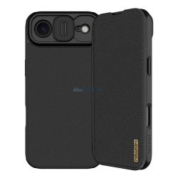   HUSĂ! - NILLKIN QIN PRO Carcasă cu efect de piele în picioare (FLIP, deschidere laterală, buzunar pentru carduri, protecție pentru cameră) NEGRU Apple iPhone Air