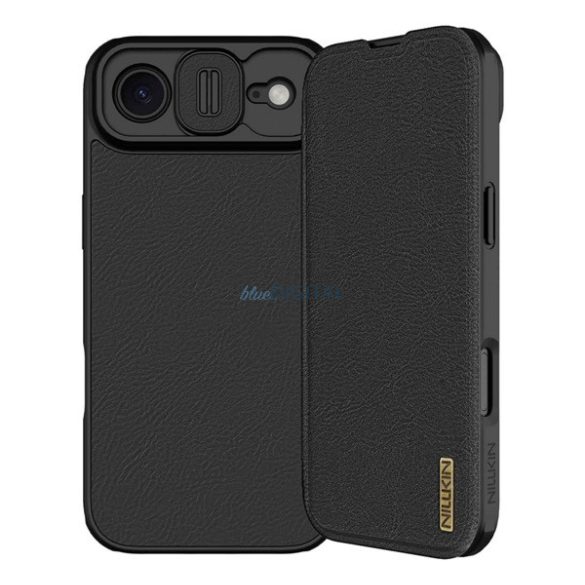 HUSĂ! - NILLKIN QIN PRO Carcasă cu efect de piele în picioare (FLIP, deschidere laterală, buzunar pentru carduri, protecție pentru cameră) NEGRU Apple iPhone Air