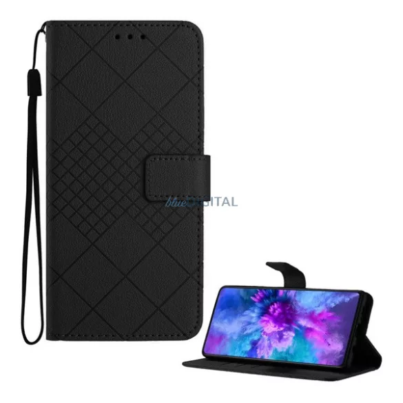 HUSĂ! - Husă Standing, efect piele (FLIP, deschidere laterală, desktop, pătrată, premium) BLACK Motorola Moto G06 Power (XT2535-13), Moto G06 (XT2535)
