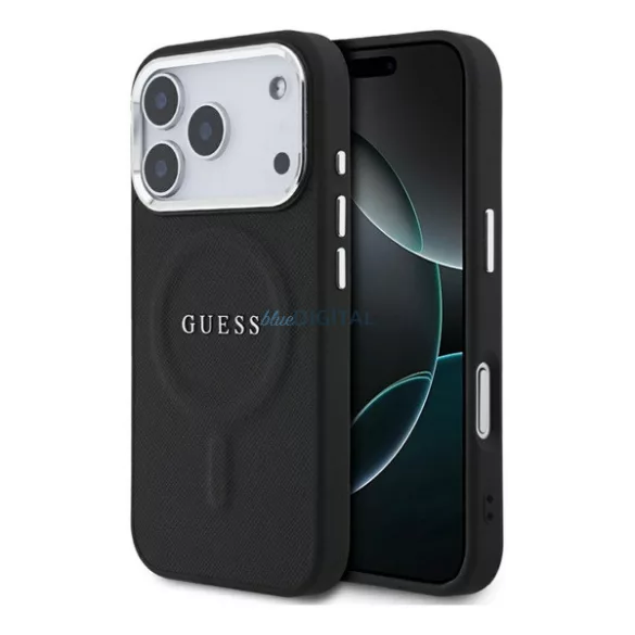 HUSĂ! - GUESS CLASSIC LOGO MAGSAFE Silicone Phone Cover (Plastic Back Cover, ECO Leather Effect Back Cover, MagSafe) BLACK Apple iPhone 17 Pro
