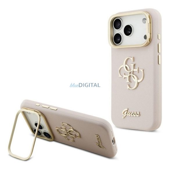 HUSĂ! - GUESS GRAINED BIG 4G & STAND CAMERA silicon protector de telefon (capac spate din plastic, ECO piele capac spate, kickstand) ROSE CULOARE pentru Apple iPhone 17 Pro
