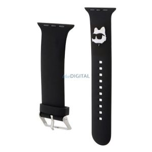 KARL LAGERFELD 3D RUBBER CHOUPETTE HEAD Strap (dimensiune personalizată, mare, silicon, cataramă metalică) BLACK Apple Watch Series 5 44mm, Watch Series 4 44mm, Watch Series 3 42mm