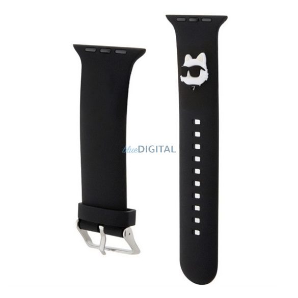 KARL LAGERFELD 3D RUBBER CHOUPETTE HEAD Strap (dimensiune personalizată, mare, silicon, cataramă metalică) BLACK Apple Watch Series 5 44mm, Watch Series 4 44mm, Watch Series 3 42mm