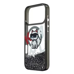   HUSĂ! - KARL LAGERFELD LIQUID GLITTER CHOUPETTE LOGO silicon protector de telefon (pulbere sclipitoare, lichid paiete, MagSafe) BLACK Apple iPhone 17 Pro Max