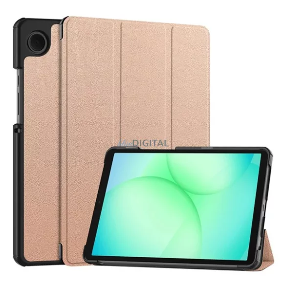 HUSĂ! - Carcasă Standing, efect piele (active FLIP, deschidere laterală, TRIFOLD, suport desktop) GOLDEN RUSAL Samsung Galaxy Tab A11 LTE (SM-X135), Galaxy Tab A11 WIFI (SM-X130)
