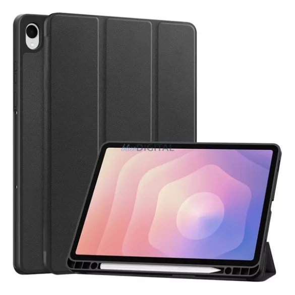 HUSĂ! - Husă permanentă cu efect de piele (FLIP activ, deschidere laterală, TRIFOLD, desktop, suport pentru creioane) BLACK Samsung Galaxy Tab S11 5G (SM-X736B), Galaxy Tab S11 WIFI (SM-X730)