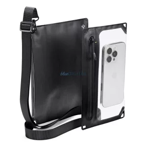 HUSĂ! - Geantă impermeabilă/rezistentă la apă SPIGEN A640, AQUA (universală, IPX8, curea de umăr, 2 buzunare, dimensiune 6.9") NEGRU