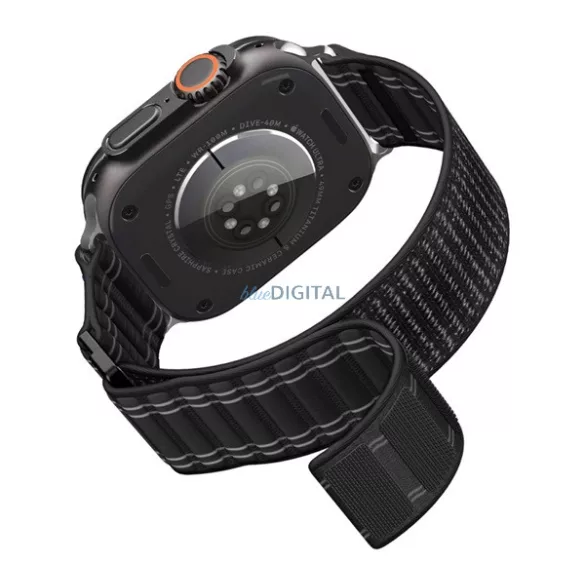 SPIGEN WBF0 Curea (dimensiune personalizată, mare, nailon, velcro, reglabilă) BLACK Apple Watch Series 5 44mm, Watch Series 4 44mm, Watch Series 3 42mm