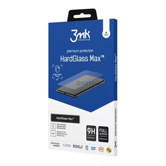 3MK HARD GLASS MAX ecran protector de sticlă (3D, caz prietenos, extra rezistent la zgârieturi, 0,3mm, 9H + cadru) BLACK Samsung Galaxy S25 Ultra (SM-S938)