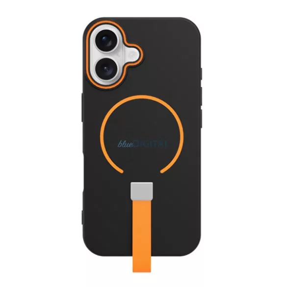 HUSĂ! - Silicon protector de telefon (microfibră pluș interior, camera de protecție, curea deget, MagSafe) BLACK Apple iPhone 11